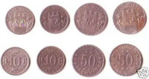 4 x Notgeld Eisen Münzen Stadt Witten 1919