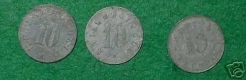 3 verschiedene Notmünzen der Stadt Zwiesel 1920