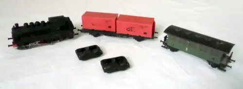 Modelleisenbahn Dampflokomotive mit Personen- u. Containerwagen Spur N (103518)