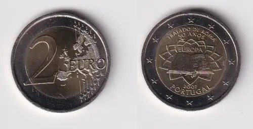 2 Euro Bi-Metall Münze Portugal 2007 römische Verträge Stgl. (130925)