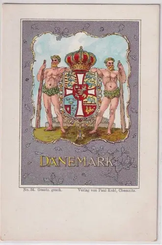 901686 Wappen Ak Lithographie Königreich Dänemark um 1900