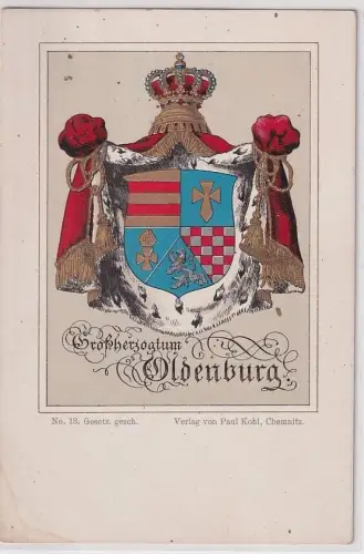 26799 Wappen Ak Lithographie Großherzogtum Oldenburg um 1900
