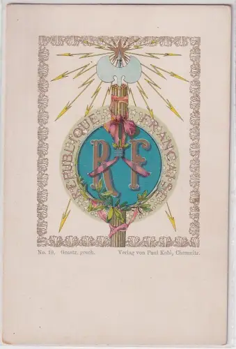 33659 Wappen Ak Lithographie Republik Frankreich um 1900