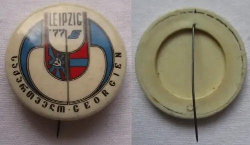 seltenes DDR Kunststoff Abzeichen Leipzig 1977 Georgien (152219)