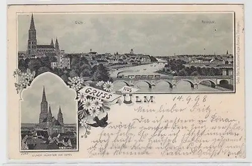 62649 Mehrbild Ak Gruß aus Ulm Totalansicht und Münster 1898