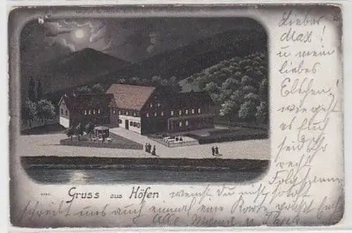 12539 Mondscheinkarte Gruß aus Höfen 1899