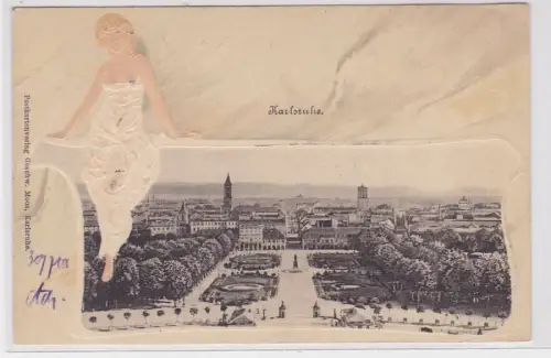 19921 Präge Ak Karlsruhe Totalansicht 1903