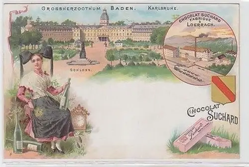 64020 Suchard Reklame Ak Lithographie Großherzogtum Baden Karlsruhe um 1900
