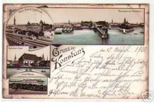 19480 Ak Lithographie Gruss aus Konstanz 1900