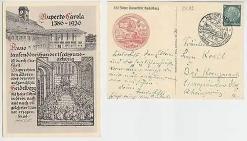 50665 Anlasskarte zur 550 Jahrfeier der Universität Heidelberg 1936