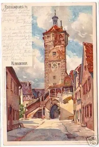 16123 Künstler Ak Rothenburg o.T. Klingenthor 1902