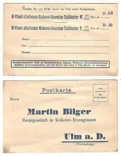 32710 Reklame Ak Ulm Molkereiwarengeschäft um 1910