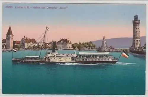 46480 Ak Lindau Hafen mit Dampfer "Greif" um 1910