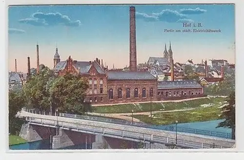 62212 Ak Hof i.B. Partie am städt. Elektrizitätswerk um 1910
