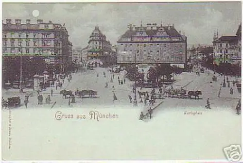 08776 Mondscheinkarte Gruss aus München Karlsplatz