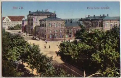 13500 Ak Hof in B. Partie beim Bahnhof um 1920