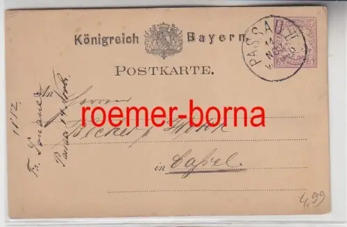 56626 seltene 5 Pfennig Ganzsachen Postkarte Passau Bayern 1882