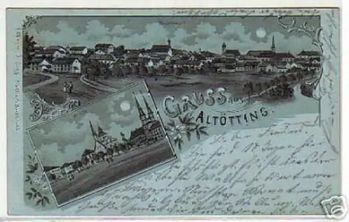 09998 Mondscheinkarte Gruß aus Altötting 1900