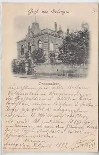 50361 Ak Gruß aus Erlangen Germanenhaus 1898