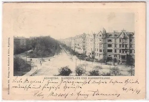 65889 Ak Augsburg Kaiserplatz und Kaiserstrasse 1899