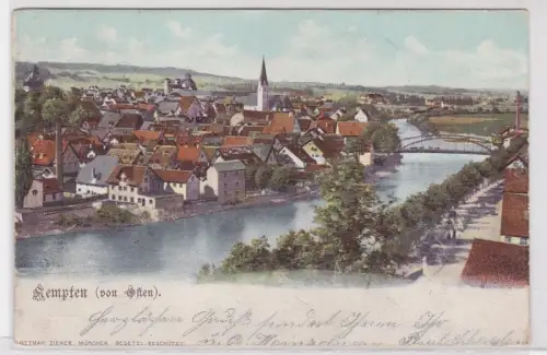 39721 AK Kempten (von Osten) - Flusslauf mit Stadtpanorama 1906