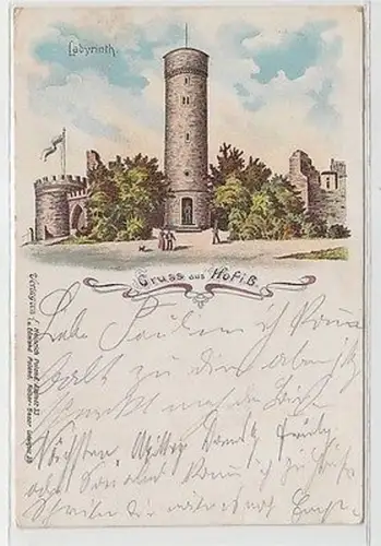 64193 Ak Lithographie Gruß aus Hof in Bayern Labyrinth 1903