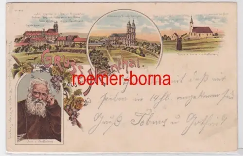 40751 Ak Lithografie Gruss aus dem Mainthal 1897