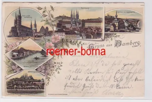 79980 Ak Lithografie Gruss aus Bamberg Michaelsberg, Klein-Venedig usw. 1898