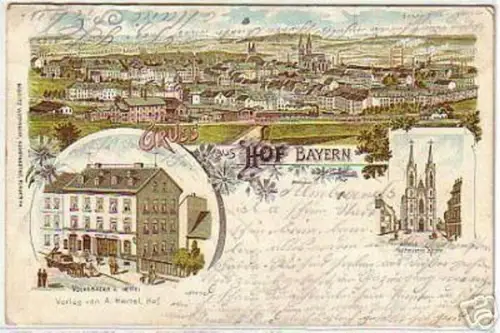 09995 Ak Lithographie Gruss aus Hof Volksbazar 1900