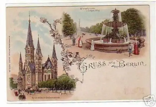 schöne Ak Gruss aus Berlin Wrangelbrunnen usw. um 1900