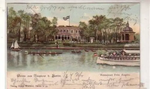 49015 Ak Gruss aus Treptow b. Berlin Restaurant 1904