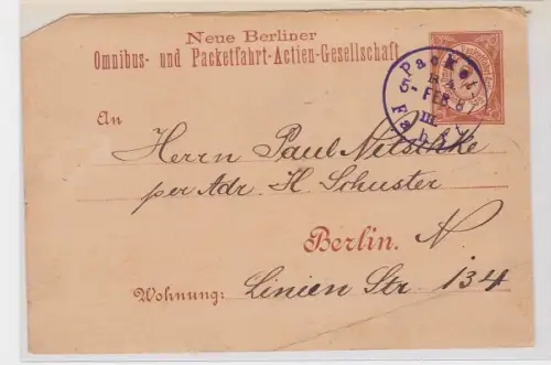 50048 Privatpost Ganzsachenkarte Berliner Omnibus & Packetfahrt AG 1887