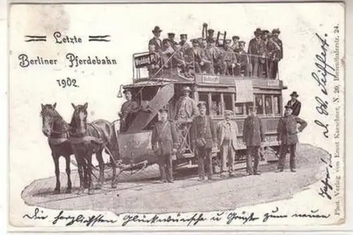 55084 Ak Letzte Berliner Pferdebahn 1902