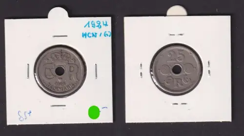 25 Öre Kupfer Nickel Münze Dänemark 1924 ss+ (172216)