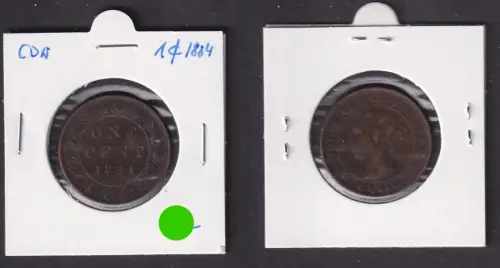 1 Cent Kupfer Münze Kanada Canada 1884 ss (172194)