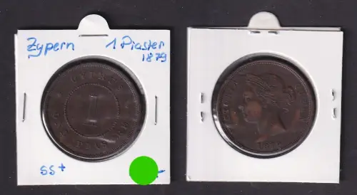 1 Piaster Kupfer Münze Zypern Queen Victoria 1879 ss+ (172038)