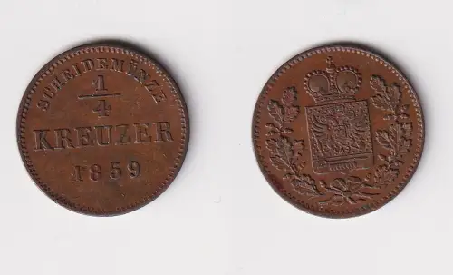 1/4 Kreuzer Kupfer Münze Schwarzburg Rudolstadt 1859 ss+ (170223)