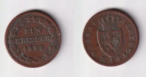 1 Kreuzer Kupfer Münze Nassau 1856 ss (170190)