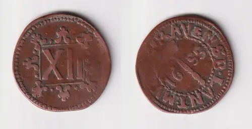 12 Pfennig (4 Schilling) Kupfer Münze Ravensberg 1655 f.ss (170323)