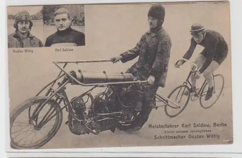 71313 Ak Berlin Meisterfahrer Karl Saldow Steher Radrennen um 1910
