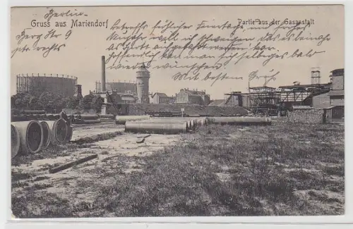 71262 Feldpost Ak Gruß aus Mariendorf Partie aus der Gasanstalt 1916