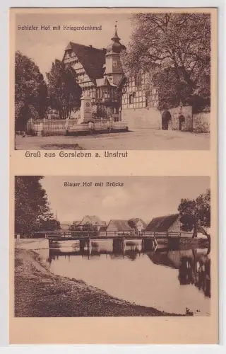 76302 Mehrbild Ak Gruß aus Gorsleben a. Unstrut Schiefer Hof + Blauer Hof um1930