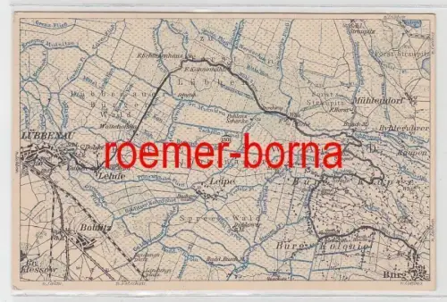 78790 Wona-Karte vom Spreewald Nr. 1501 Umgebung von Leipe Lübbenau Burg um 1920