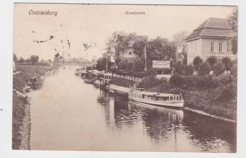 93544 AK Oranienburg - Havelpartie mit Restaurant Louisenbad, Bahnpost 1916