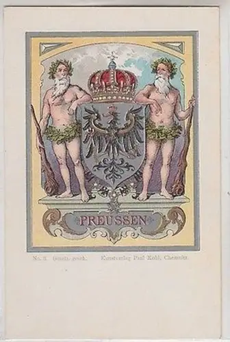 52509 Wappen Ak Lithographie Königreich Preussen um 1900