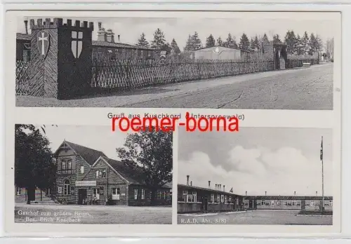72214 Mehrbild Ak Gruß aus Kuschkord Unterspreewald Gasthof z. grünen Baum 1943