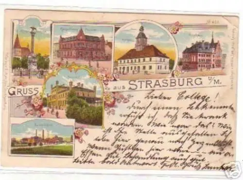 18839 Ak Lithographie Gruß aus Strasburg U.M. 1900