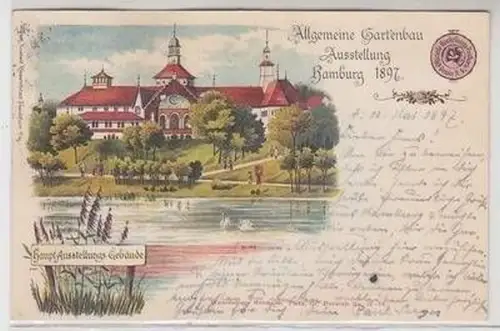 38037 Ak Lithographie Allgemeine Gartenbau Ausstellung Hamburg 1897