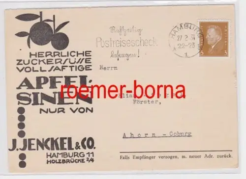 85933 Reklame Postkarte Fa. J. Jenkel Hamburg Apfelsinen 1931