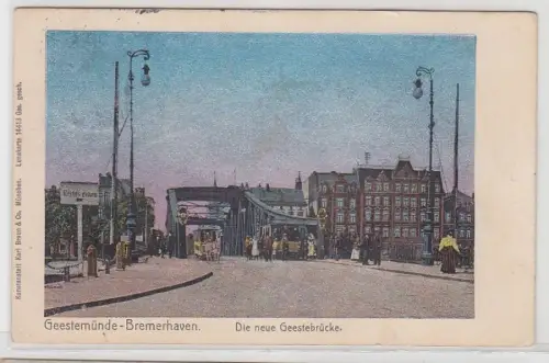 67873 Ak Lunakarte Geestemünde-Bremerhaven Die neue Geestebrücke 1915